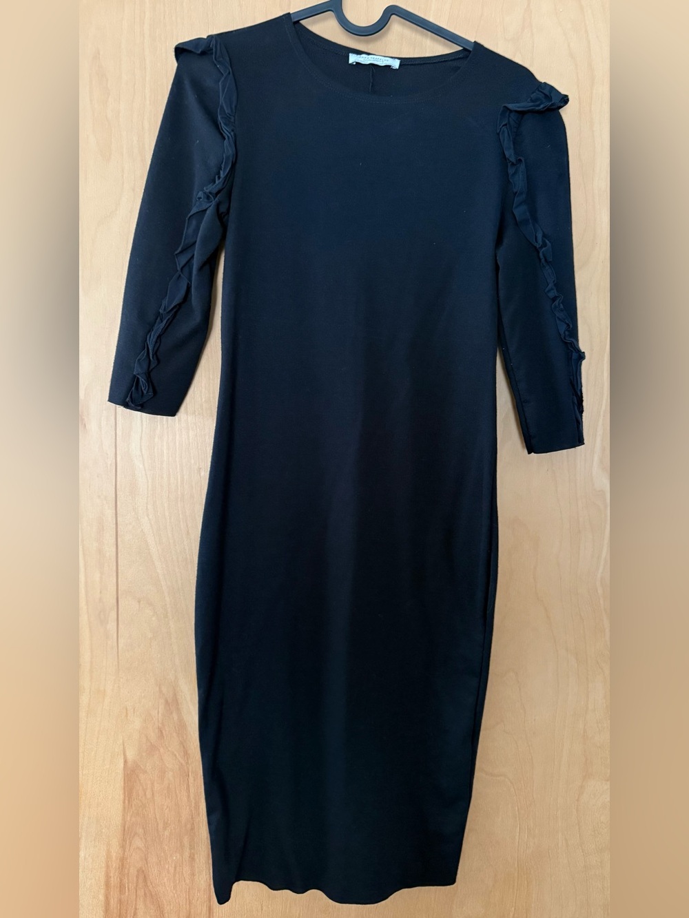 Zara Black Ruffle-Trim Midi Dress